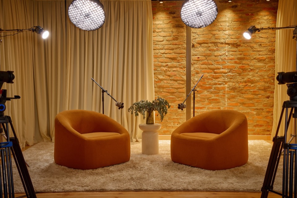 Podcast Corner set 1 — podcast studio interior for 1–2 people, Tbilisi