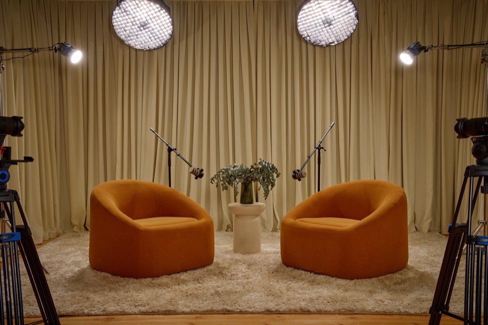Podcast Corner set 2 — podcast studio interior for 1–2 people, Tbilisi
