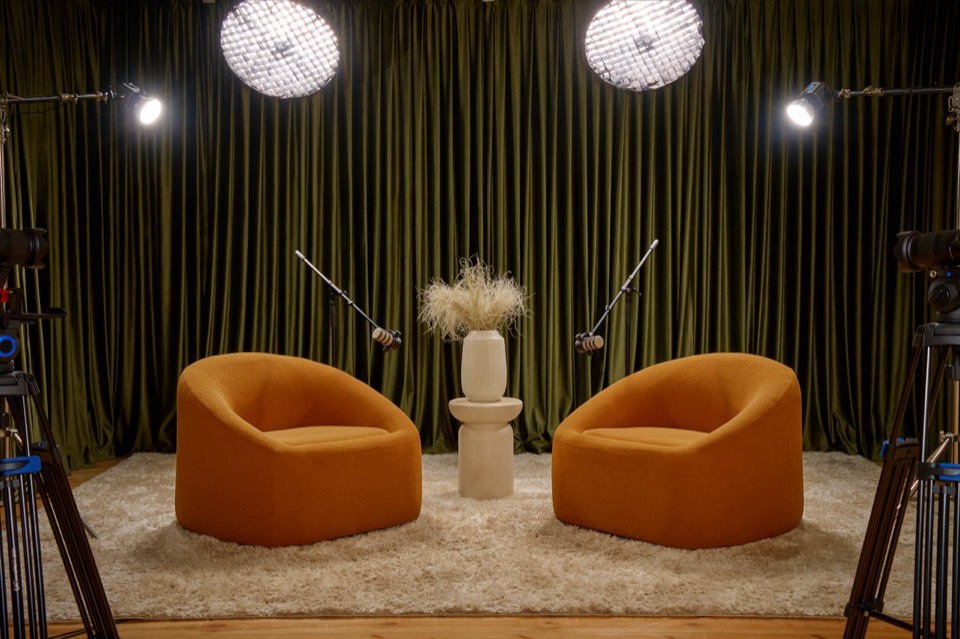 Podcast Corner set 4 — podcast studio interior for 1–2 people, Tbilisi