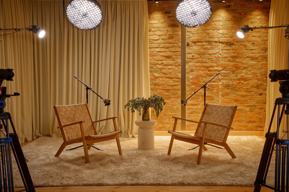 Podcast Corner set 5 — podcast studio interior for 1–2 people, Tbilisi