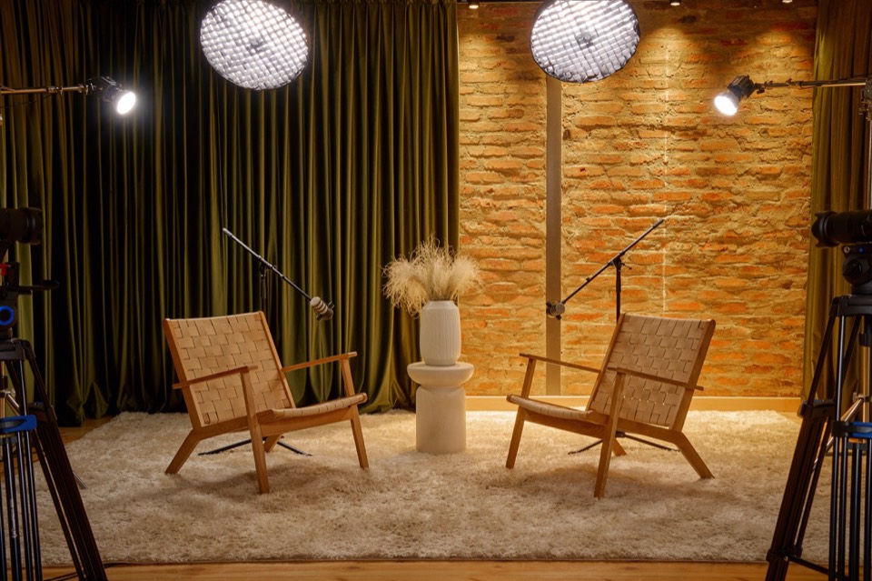 Podcast Corner set 7 — podcast studio interior for 1–2 people, Tbilisi